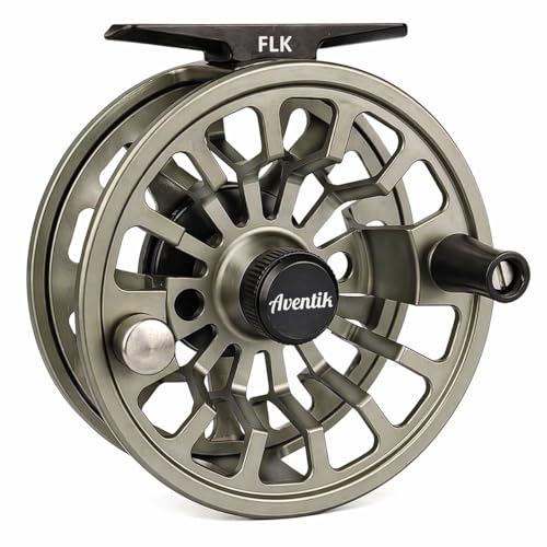 Aventik FLK Fly Fishing Reel Aluminum Trout 3/5, 5/7, 7/9wt Large Arbor Freshwater Fly Reel - size: 7/9wt, style: Grey-without Line