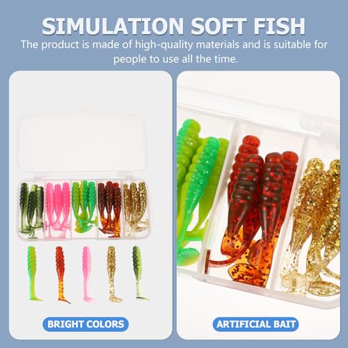 Alipis 30pcs Soft Paddle Tail Fishing Lures Artificial Plastic Baits Supple Swimbaits for Freshwater Bass Trout Fishing Tackle Kit