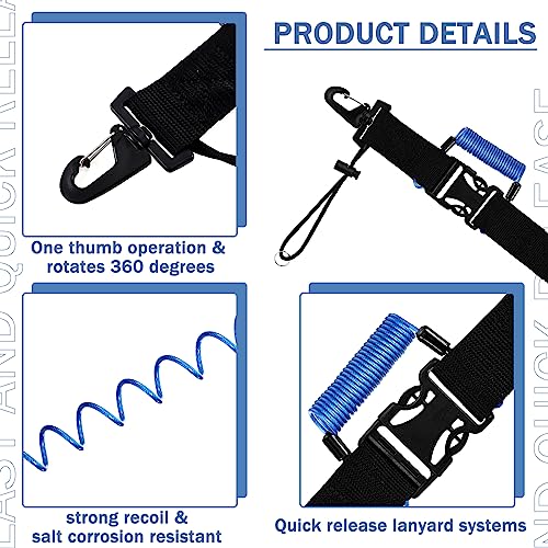 Sotiff 4 Pieces Fishing Stringer Clips, Heavy Duty Fish Stringer Holder Stainless Steel Snap Hook Lanyard Quick Release Fish Lock for Spearfishing Kayak Fishing Diving Bass - color: Blue