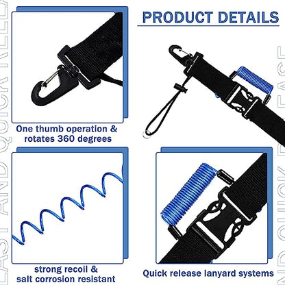 Sotiff 4 Pieces Fishing Stringer Clips, Heavy Duty Fish Stringer Holder Stainless Steel Snap Hook Lanyard Quick Release Fish Lock for Spearfishing Kayak Fishing Diving Bass - color: Blue