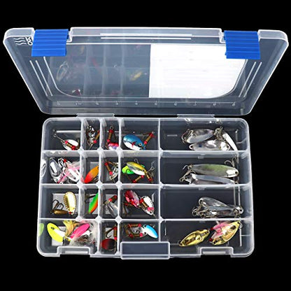 OSAGE RIVER Medium Fishing Tackle Box, 10.9" x 7.25", Clear Plastic Organizer Box with Adjustable Dividers, 3600 Tackle Tray for Fishing Accessories, Small Parts Organizer Tray, Food Safe Tackle Box,