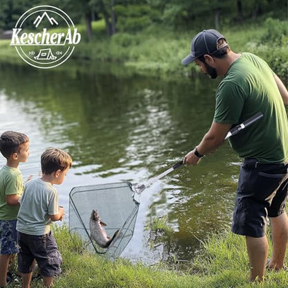 Fishing Net, Fishing Landing Net with Pole Handle, Collapsible Telescopic Fishing Gear Net, Extends to 21-51Inches Landing Net, Fishing Net, Butterfly Nets for Kids Women Men - style: 51" Full Extended（extended Handle）