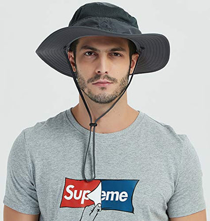 DDYOUTDOOR™ 07-281 Fashion Summer Outdoor Sun Protection Fishing Cap Neck Face Flap Hat Wide Brim - color: Dark Gray