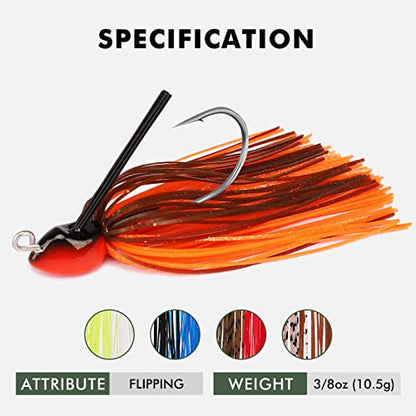 TRUSCEND Jigs Fishing Lures with Ultra Smooth Teflon Hook, Tour Grade Titanium Weed Guard Swim Jigs, Valuable Weedless Skirted Jig, Well-Made Lures for Crappie Bass Trout, Freshwater Fishing Gear - color: C1-3/8oz