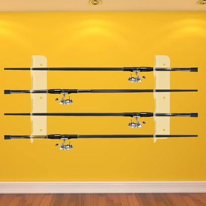 1-Pair Acrylic Fishing Rod Rack, Heavy Duty Wall Mount Holder for Garage Display, Clear 3-Pole Space-Saving Organizer Stand with Screws Included
