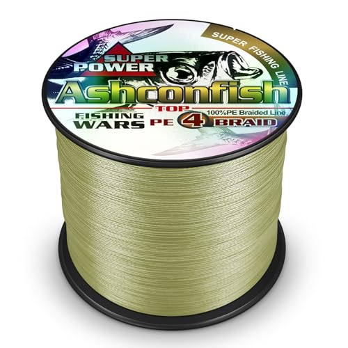 Ashconfish Braided Fishing Line- 4 Strands Super Strong PE Fishing Wire- 6lb to 100lb Test-100M/300M/500M/1000M(109Yards/328Yards/547Yards/1093Yards)-Abrasion Resistant - Zero Stretch-Multiple Colors - color: Army Green, size: 15LB 0.18MM-109Yards