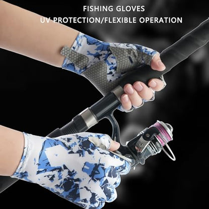 Fishing Gloves UPF50+ Sun Gloves, UV Protection Fingerless Gloves Men Women for Fishing, Kayaking, Rowing, Paddling, Canoeing, Hunting