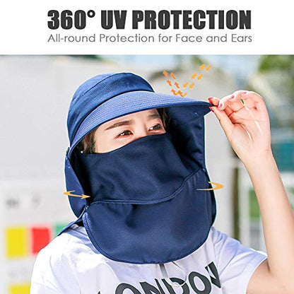 Wide Brim Sun Hat – Multifunctional UPF 50 Protection Bucket Fishing Hat Cap - color: Red, size: One Size