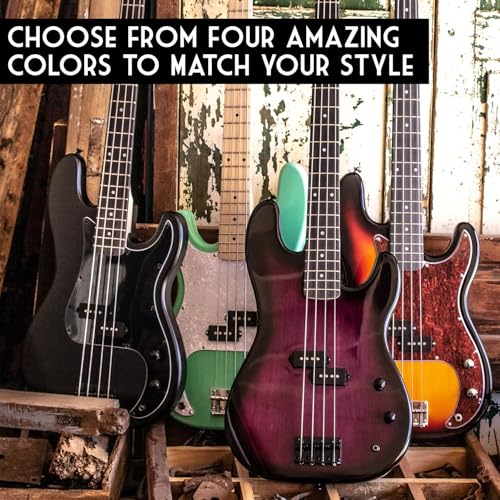 Sawtooth EP Series Electric Bass Guitar, Satin Black w/Black Pickguard - color: Satin Black, style: Right Hand