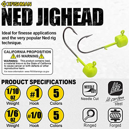 Ned-Rig-Kit-Finesse-Baits-Soft-Plastic-Worms-Fising-Lure for Bass Stick Swimbait Minnow Crawfish Lures Shroom Ned Jig Head Kit - color: 35-Piece 2.5'' Crawfish Baits Ned Rig Kit