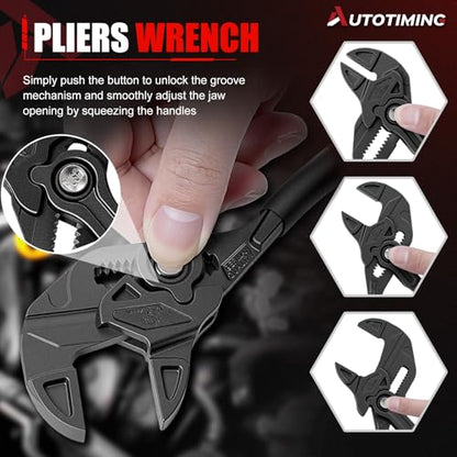 10-Inch Adjustable Plier Wrench Premium CR-V Parallel Pliers Parallel Jaw Pliers with Comfortable Grips Groove Lock Mechanism Black Finish - color: Black-10