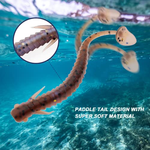 50 Pcs Soft Plastic Fishing Lures, 2.75"/3.15" Paddle Tail Minnow Shad Worms Swimbaits for Bass Fishing Texas Rigs Trout Crawfish Fishing for Saltwater Freshwater - color: Swimmbaits 50pcs