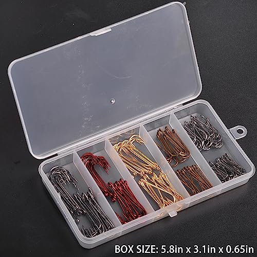 Crappie Panfish Fishing Hooks Aberdeen Hook Set,150pcs Fishing Hooks Long Shank Offset Crappie Hooks Light Wire Fish Hook Carbon Steel Bluegill Hooks Freshwater Bass Catfish Trout Mix Color Small Size