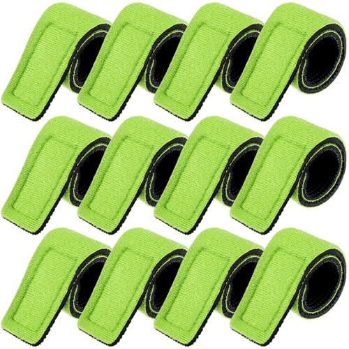 Sumind 12 Pcs Fishing Rod Straps Ties, Fishing Pole Belts Stretchy Straps, Elastic Tackle Ties Cable Holders Fit for Casting Rods, Spinning and Fly - color: Green