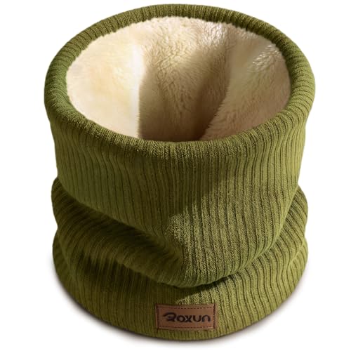 ROXUN Winter Neck Gaiter, Neck Warmer Cover Ski Gaiters for Men/Women | Soft Thick Fleece; Gentle on Skin; Stretchy Fit; Multi-function; Elegant Chic Look; Multi-color Options - color: Moss Green