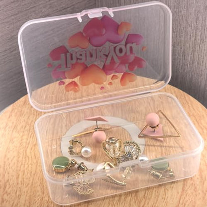 Goodma Plastic Storage Boxes, Transparent, 12 Pieces | 3.3 x 2.2 x 1 inch, Thank You Image Pattern, Hinge Lids