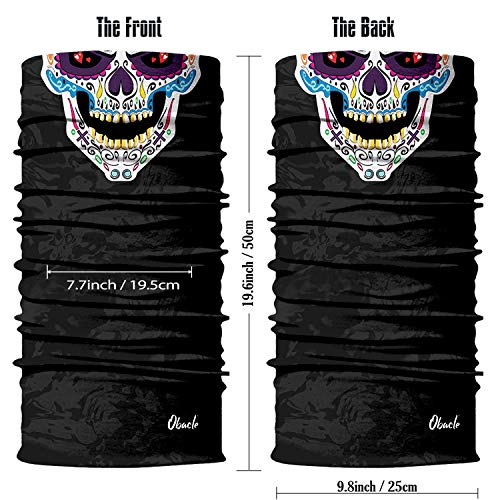 Obacle Skull Face Mask for Women Dust Wind Sun Protection Rave Festival Riding - color: Skull Purple Blue Face Open Mouth