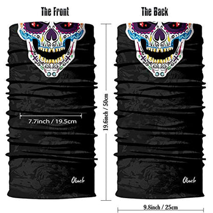 Obacle Skull Face Mask for Women Dust Wind Sun Protection Rave Festival Riding - color: Skull Purple Blue Face Open Mouth