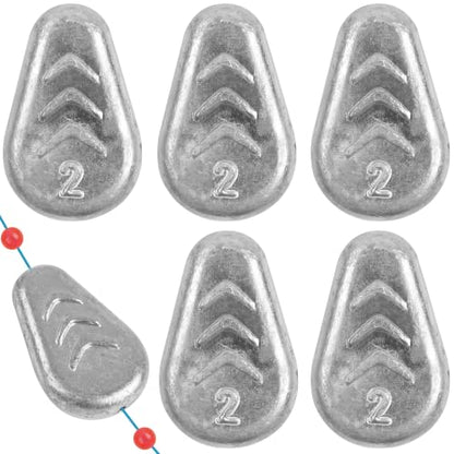 5/10 Pack No Roll Sinker Lead Fishing Weights Catfish Sinkers Coin Disc Weight Snagless Flat Inline Sinker for Catfishing Rig Bank River Surf Fishing Saltwater - color: 2 Ounce - 5 Pack