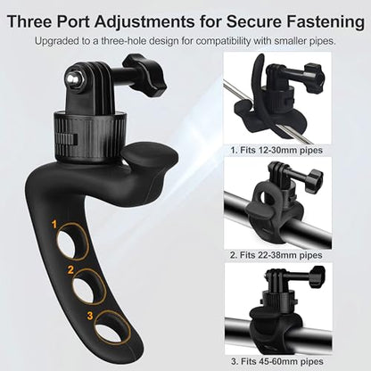 Quick Release 360° Flexible Camera Mount Wrap Band, Flexi Strap Mount, Bike Motorcycle Handlebar Roll Bar Tube Stick Pole Ski Clip Holder for GoPro/Insta360/DJI/Xtra Muse/AKASO Action Cameras - color: S5607