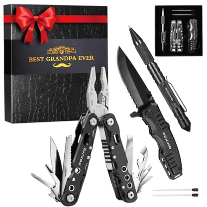 Multitools Gifts Set for Papa with 14-In-1 Multi-Pliers, Pocket Knife, Tactical Pen, Gifts for Grandfather Stocking Stuffers Multi-tools Kit(BEST GRANDPA EVER) - style: Gifts for PaPa "BEST GRANDPA EVER"
