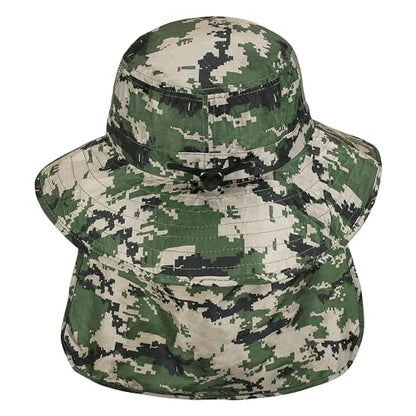 Catalonia Sun Hat for Men,Outdoor Wide Brim Hat with Neck Flap Cover for Fishing Hiking Safari Gardening - color: Digign Camo / Side Mesh