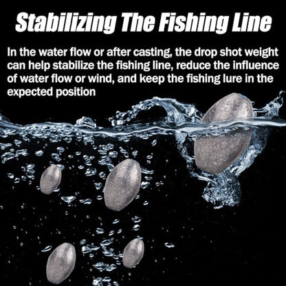 Egg Sinkers Lead Fishing Weights FS/QZ-07 | with Plastic Core,Oval Fishing Sinkers & Weights,for Texas Rig,Carolina Rig,Catfish Casting,Saltwater Freshwater - size: 1.06oz,10pcs