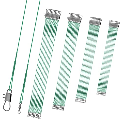 Fishing Leaders, Anti-bite Stainless Steel Wire Leaders Fishing Leaders Line with Swivels for Saltwater and Freshwater - color: green
