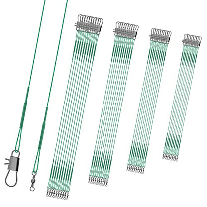 Fishing Leaders, Anti-bite Stainless Steel Wire Leaders Fishing Leaders Line with Swivels for Saltwater and Freshwater - color: green