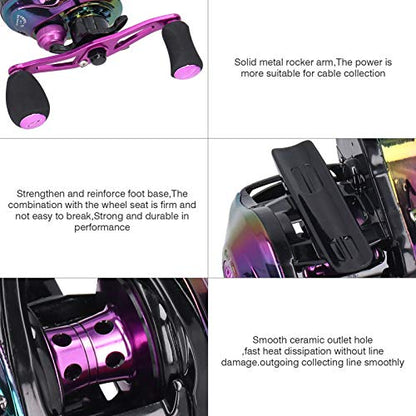 Baitcaster Reels, Magnetic Brake System Bait Caster Reel High Speed Gear Ratio 8.1:1 Low Profile Baitcasting Fishing Reel - size: Right Hand