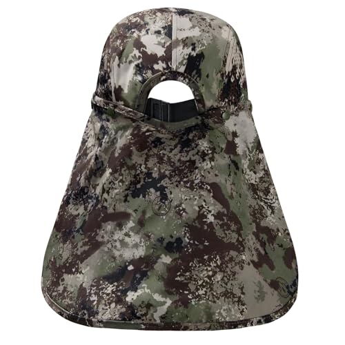 BASSDASH UPF 50+ Foldable Fishing Hat Baseball Cap with Removable Neck Flap Portable for Men Women Golf Hiking - color: Grunge Camo With Unfoldable Brim