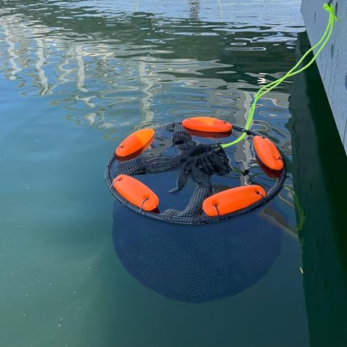 Floating Fish Basket – Collapsible Fishing Net Cage for Live Fish – Heavy-Duty Fishing Net Baskets for Shore, Boat & Dock Fishing
