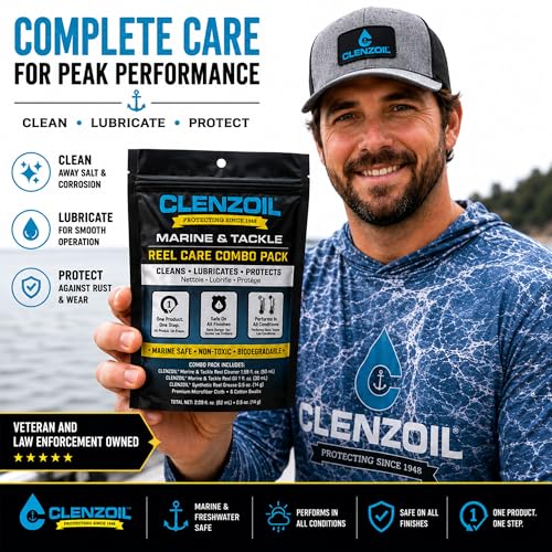 Clenzoil Marine & Tackle Reel Care Kit - with Fishing Reel Oil & Grease - All-in-One Cleaning Kit - for Freshwater & Saltwater Reels - Fish Reel Maintenance Kit