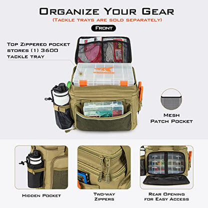 KastKing Fishing Tackle Bags - Saltwater & Freshwater Fishing Bags - Water Resistant, Padded Shoulder Strap - Gear Storage - color: Khaki--Medium, size: Medium