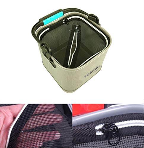 Toasis Live Fishing Bait Bucket 11L 2.9Gal EVA Fish Bucket - color: Olive