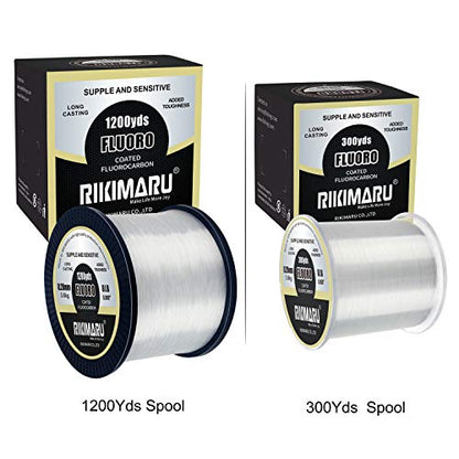 RIKIMARU Fluoro Fishing Line, 100% Soft Fluorocarbon Coated Fishing Line - size: 20 lb/0.40 mm/300 yds