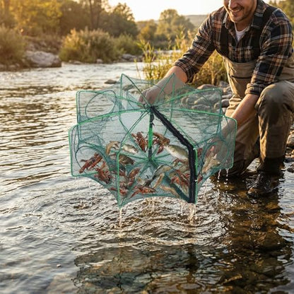 Casting Nets for Fishing Collapsible 6 Holes Large Minnow Cage Foldable 23.6 x 8.7 Inch with Bait Balls Small Fish Net and Rope for Crab Shrimp Crawdad Lobster Crayfish Catfish