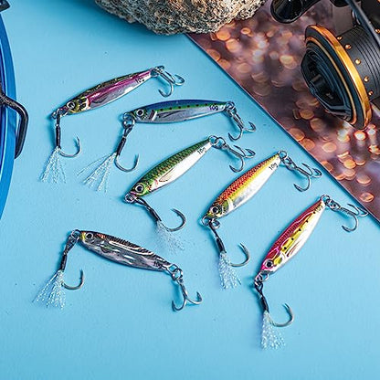 Goture Fishing Jigs,Vertical Jig Saltwater, Jig Fishing Lures with Assist Hook and Treble Hook, 7g-80g Fishing Jigging Spoon Lures for Tuna,Salmon,Sailfish,StripedBass,Grouper Snapper,Kingfish - size: 0.88oz/25g
