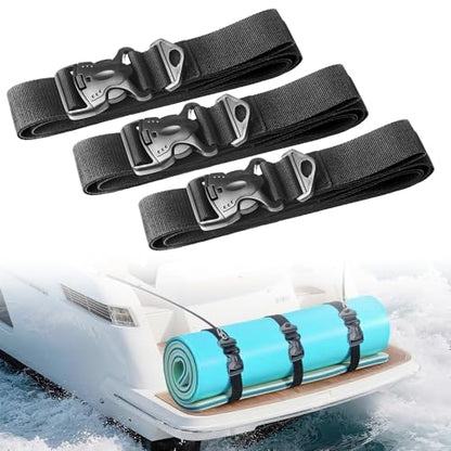 3 Pcs Floating Mat Straps with Quick-Release Double Lock Buckle, Multifunctional Floating Water Mat Straps with Hole Buckle & Carry Handle for Baby Crawling Mat, Yoga, Camping