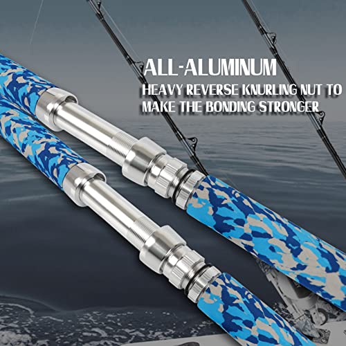 Fiblink Fishing Trolling Rod 1 Piece/2 Piece Saltwater Offshore Heavy Roller Rod Big Game Conventional Boat Camo Fishing Pole (6'/6'6",30-50lb/50-80lb/80-120lb) - style: 6' 80-120lbs--2pc--straight