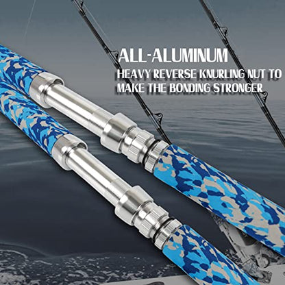 Fiblink Fishing Trolling Rod 1 Piece/2 Piece Saltwater Offshore Heavy Roller Rod Big Game Conventional Boat Camo Fishing Pole (6'/6'6",30-50lb/50-80lb/80-120lb) - style: 6' 80-120lbs--2pc--straight