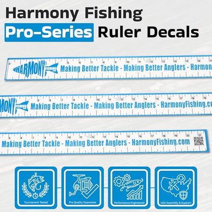 Harmony Fishing - Pro-Series 21" Bass Fishing Ruler Decal with Weight Estimator (3 Pack)