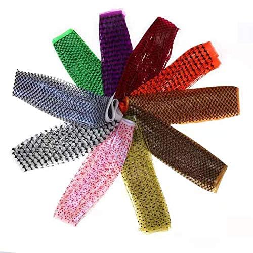GREATFISHING 10pcs Mix 10 Color Each 50 Strands/Pack 0.8mm Wide Fly Tying Rubber Flutter Legs Grizzly Barred Black Olive Green Yellow Orange Streamer Zonker Nymph Fly Tying Rubber String - color: Combo B