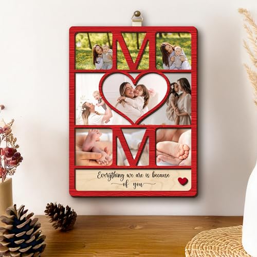 Personalized Wooden Mom Picture Frame, Custom Mother's Day Frame with Photo, Best Mom Ever Gifts, Gift Ideas for Mum Birthday from Daughter Son, Meaningful Gifts for Wife From Husband - color: 0. Mom-02