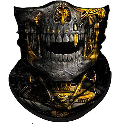 Obacle Neck Gaiter Face Mask Bandana for Dust Wind Sun Protection for Men Women - color: Mechanical Grey-gold Skull