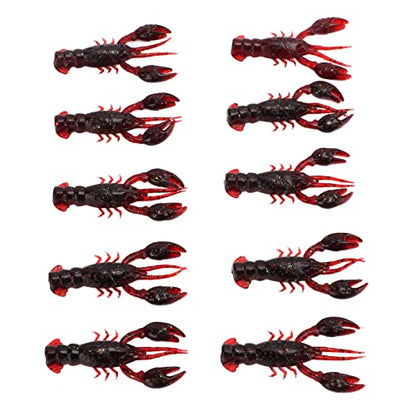 Pongnas 10-Pack Soft Fishing Lure Crawdad Bait Green Shrimp for Bass Fishing - PVC Design - color: Sauce red