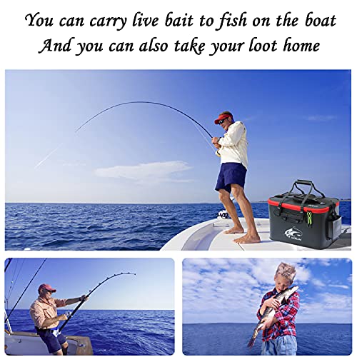 Grneric Fishing Bucket, 6Gallon/8Gallon/10Gallon Foldable Fish Bucket,Live Fish Container Multi-Functional Live Fish Bait Bucket,Outdoor Camping EVA Fishing Bag and Fish Protection Bucket - color: 30l/8gallon(black)