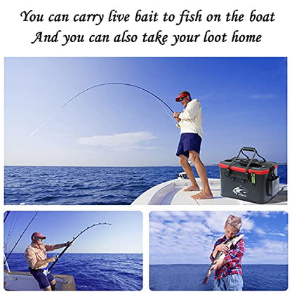 Grneric Fishing Bucket, 6Gallon/8Gallon/10Gallon Foldable Fish Bucket,Live Fish Container Multi-Functional Live Fish Bait Bucket,Outdoor Camping EVA Fishing Bag and Fish Protection Bucket - color: 30l/8gallon(black)