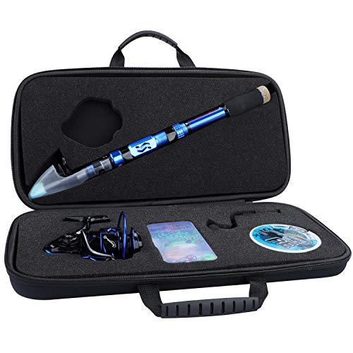 Sougayilang Fishing Rod and Reel Set Carbon Fiber Telescopic Fishing Rod 12+1BB Spinning Reel with Carry Case for Saltwater Freshwater - color: blue, size: 8.78 ft - 4000