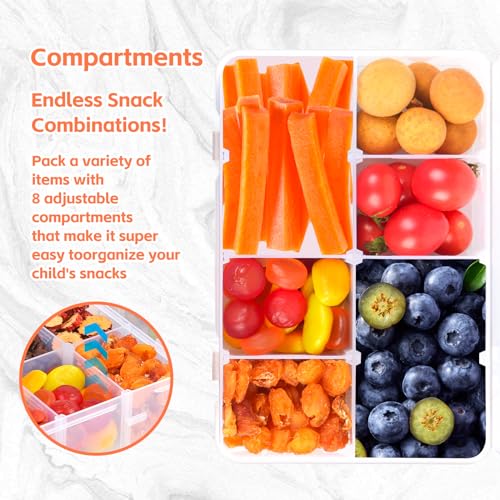 4 Pcs Snack Box Container. | 8 Compartments Snack Containers Reusable Meal Lunch Containers.